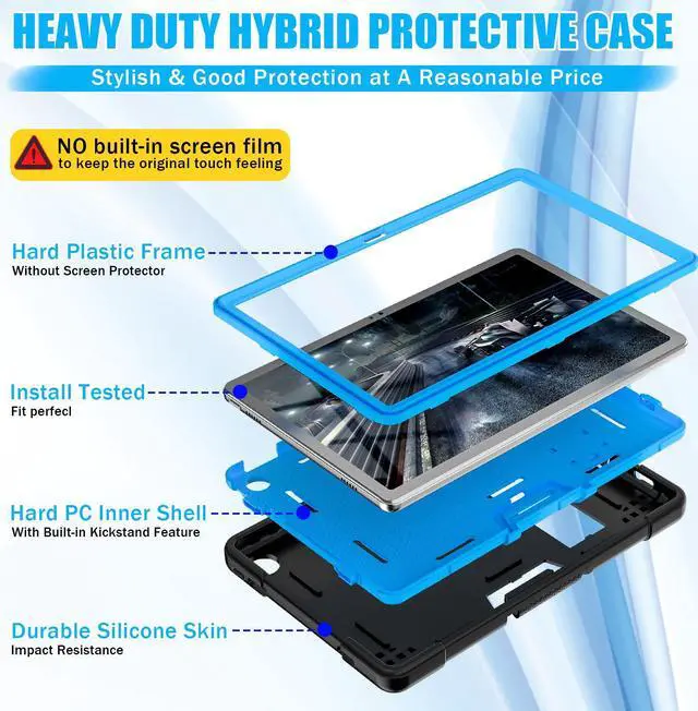 Alt view image 5 of 7 - BONAEVER Case for Lenovo Tab M10 Plus 3rd Gen 10.6 Inch 2022 with TB-125FU TB-128FU TB-128XU with Kickstand, Heavy Duty Shockproof Protective Cover with Stylus Pen Blue