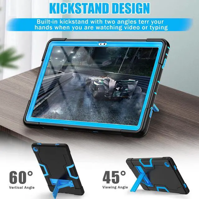 Alt view image 3 of 7 - BONAEVER Case for Lenovo Tab M10 Plus 3rd Gen 10.6 Inch 2022 with TB-125FU TB-128FU TB-128XU with Kickstand, Heavy Duty Shockproof Protective Cover with Stylus Pen Blue