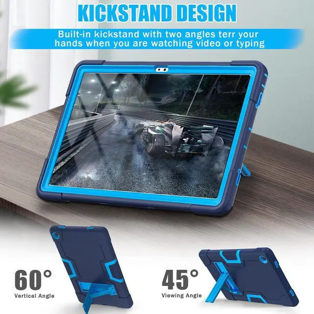 Alt view image 3 of 7 - BONAEVER Case for Lenovo Tab M10 Plus 3rd Gen 10.6 Inch 2022 with TB-125FU TB-128FU TB-128XU with Kickstand, Heavy Duty Shockproof Protective Cover with Stylus Pen Navy Blue