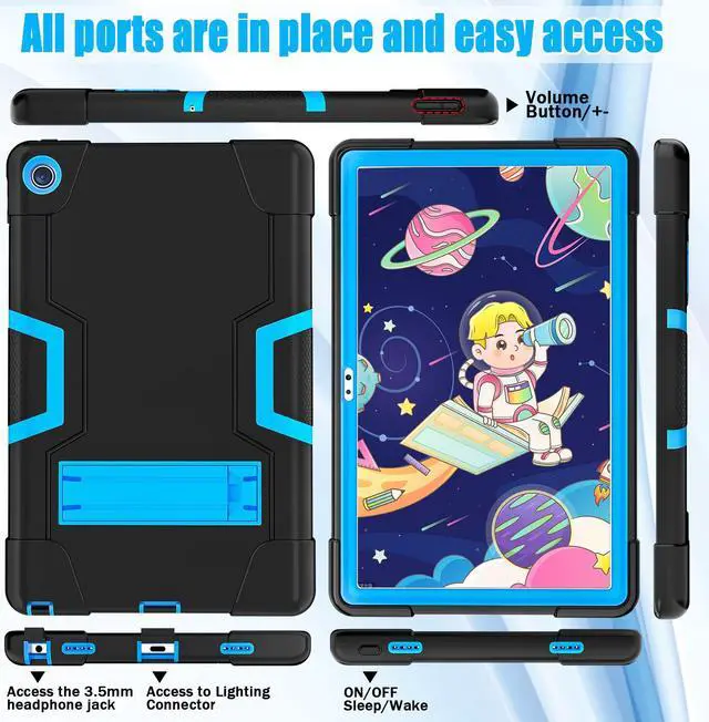 Alt view image 6 of 7 - BONAEVER Case for Lenovo Tab M10 Plus 3rd Gen 10.6 Inch 2022 with TB-125FU TB-128FU TB-128XU with Kickstand, Heavy Duty Shockproof Protective Cover with Stylus Pen Blue