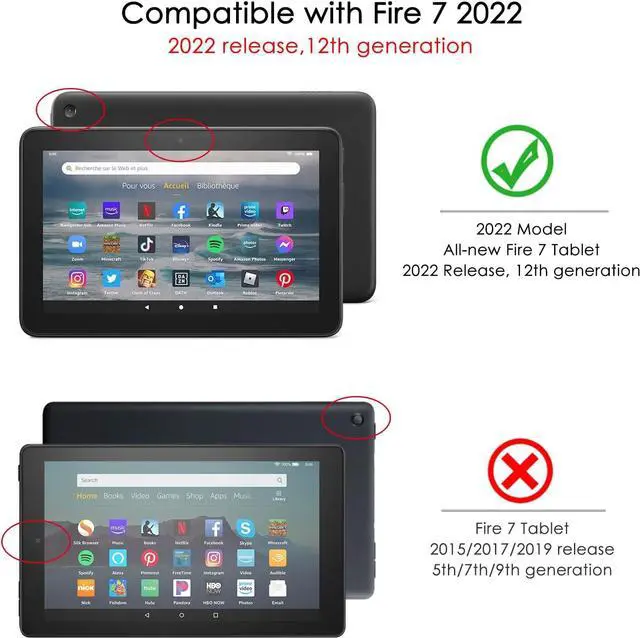 Alt view image 2 of 7 - BONAEVER Case for Amazon Fire 7 12th Gen 2022 Release with Kickstand, Heavy Duty Shockproof Protective Cover with Stylus Pen