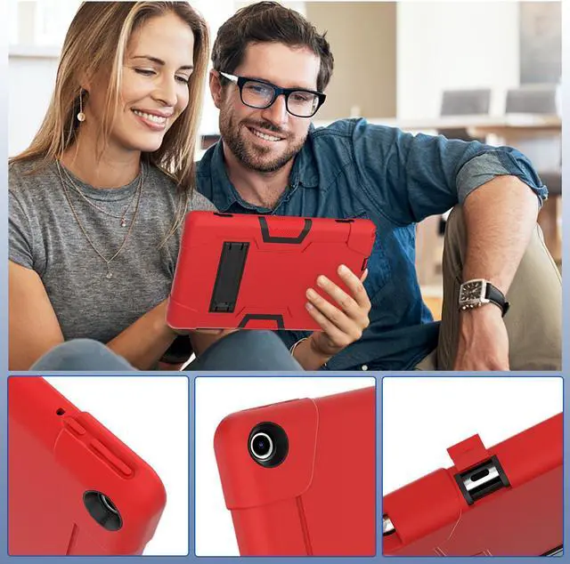 Alt view image 4 of 7 - BONAEVER Case for Onn 10.1 inch 3rd Generation 2022 Model 100071485 with Kickstand, Heavy Duty Shockproof Protective Cover with Stylus Pen Red