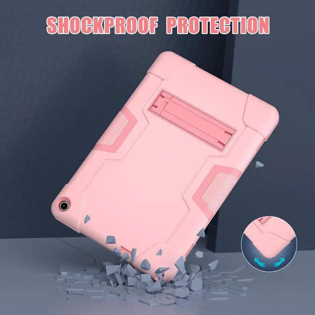 Alt view image 3 of 7 - BONAEVER Case for Onn 10.1 inch 3rd Generation 2022 Model 100071485 with Kickstand, Heavy Duty Shockproof Protective Cover with Stylus Pen Rose Gold