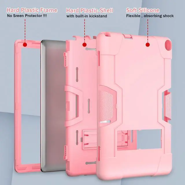 Alt view image 7 of 7 - BONAEVER Case for Onn 10.1 inch 3rd Generation 2022 Model 100071485 with Kickstand, Heavy Duty Shockproof Protective Cover with Stylus Pen Rose Gold