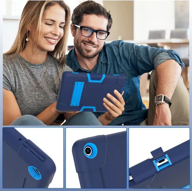 Alt view image 5 of 7 - BONAEVER Case for Onn 10.1 inch 3rd Generation 2022 Model 100071485 with Kickstand, Heavy Duty Shockproof Protective Cover with Stylus Pen Navy Blue