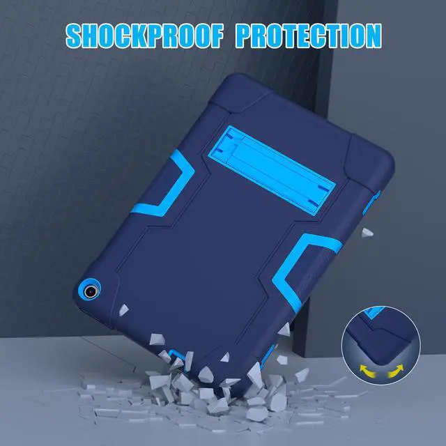 Alt view image 3 of 7 - BONAEVER Case for Onn 10.1 inch 3rd Generation 2022 Model 100071485 with Kickstand, Heavy Duty Shockproof Protective Cover with Stylus Pen Navy Blue