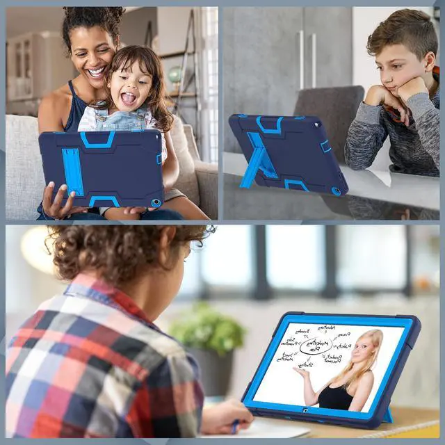 Alt view image 4 of 7 - BONAEVER Case for Onn 10.1 inch 3rd Generation 2022 Model 100071485 with Kickstand, Heavy Duty Shockproof Protective Cover with Stylus Pen Navy Blue