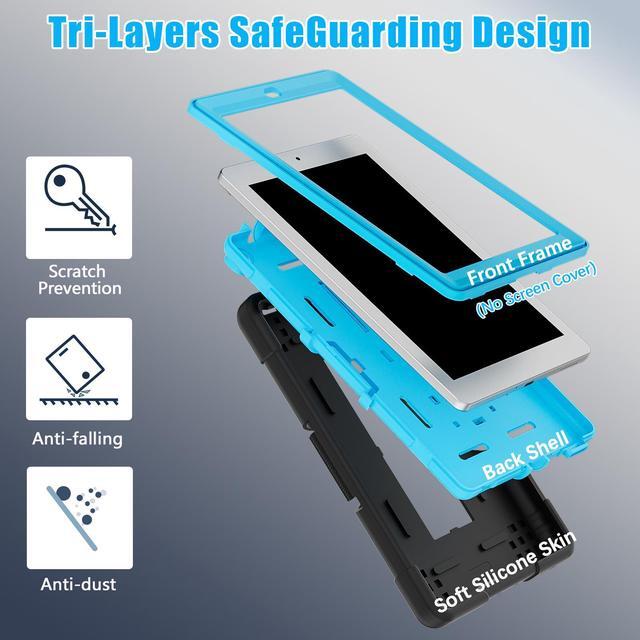 Alt view image 5 of 7 - BONAEVER Case for Onn 8 inch 2022 Gen 3 2022 Model 100071483 with Kickstand, Heavy Duty Shockproof Protective Cover with Stylus Pen Blue