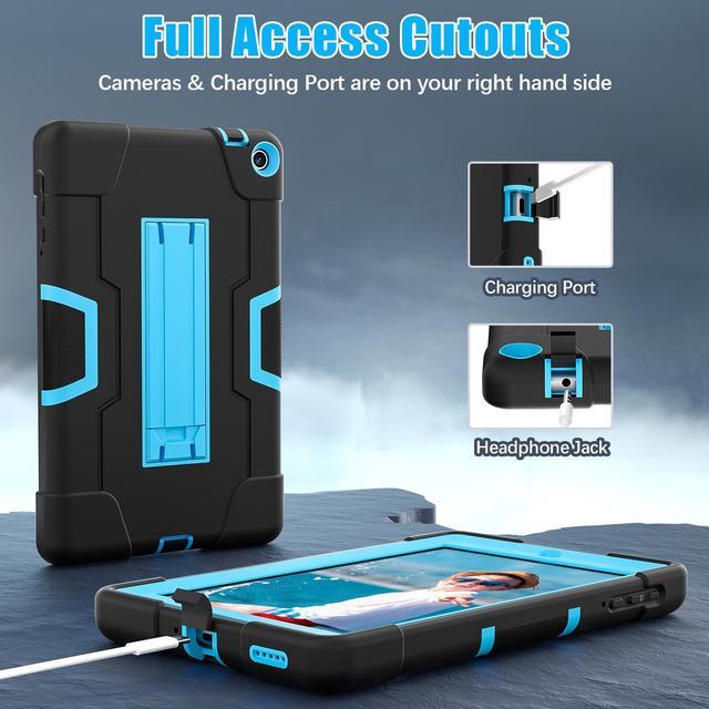Alt view image 6 of 7 - BONAEVER Case for Onn 8 inch 2022 Gen 3 2022 Model 100071483 with Kickstand, Heavy Duty Shockproof Protective Cover with Stylus Pen Blue