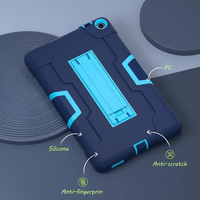 Alt view image 4 of 7 - BONAEVER Case for Onn 8 inch 2022 Gen 3 2022 Model 100071483 with Kickstand, Heavy Duty Shockproof Protective Cover with Stylus Pen Navy Blue