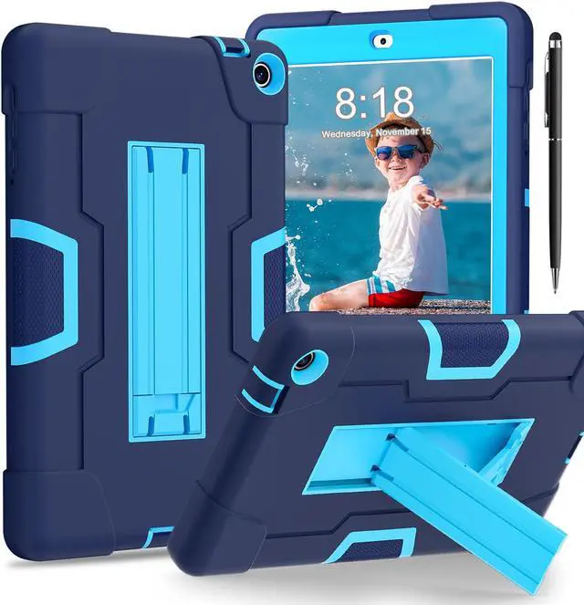 Main image of BONAEVER Case for Onn 8 inch 2022 Gen 3 2022 Model 100071483 with Kickstand, Heavy Duty Shockproof Protective Cover with Stylus Pen Navy Blue