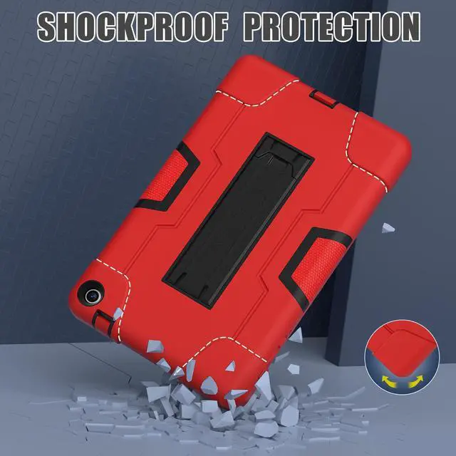 Alt view image 2 of 7 - BONAEVER Case for Onn 8 inch 2022 Gen 3 2022 Model 100071483 with Kickstand, Heavy Duty Shockproof Protective Cover with Stylus Pen Red