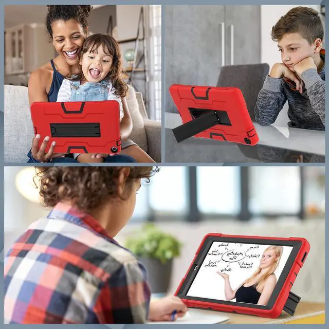Alt view image 7 of 7 - BONAEVER Case for Onn 8 inch 2022 Gen 3 2022 Model 100071483 with Kickstand, Heavy Duty Shockproof Protective Cover with Stylus Pen Red