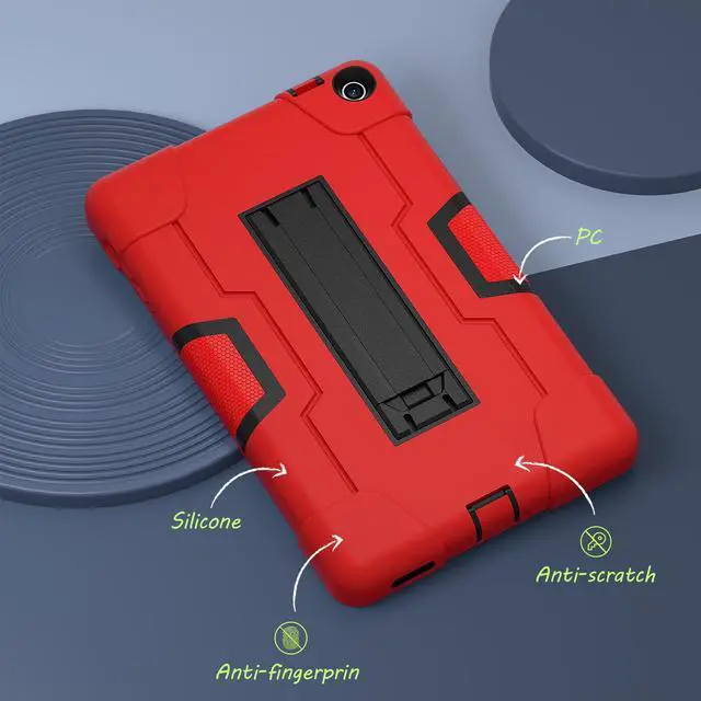 Alt view image 4 of 7 - BONAEVER Case for Onn 8 inch 2022 Gen 3 2022 Model 100071483 with Kickstand, Heavy Duty Shockproof Protective Cover with Stylus Pen Red