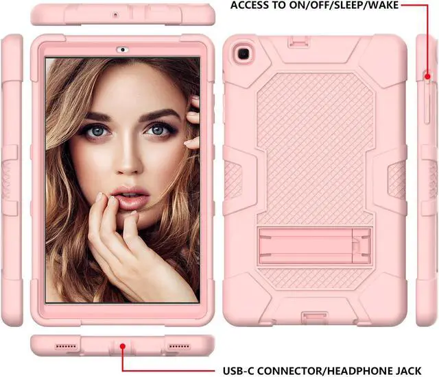 Alt view image 6 of 7 - BONAEVER Case for Samsung Galaxy Tab A 10.1 inch 2019 SM-T510/ SM-T515/ SM-T517 with Kickstand, Heavy Duty Shockproof Protective Cover with Stylus Pen Rose Gold