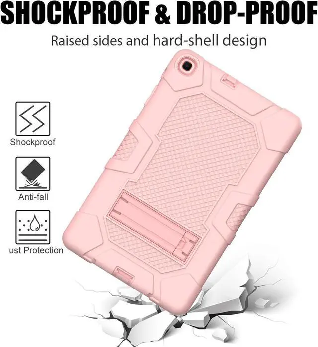 Alt view image 2 of 7 - BONAEVER Case for Samsung Galaxy Tab A 10.1 inch 2019 SM-T510/ SM-T515/ SM-T517 with Kickstand, Heavy Duty Shockproof Protective Cover with Stylus Pen Rose Gold