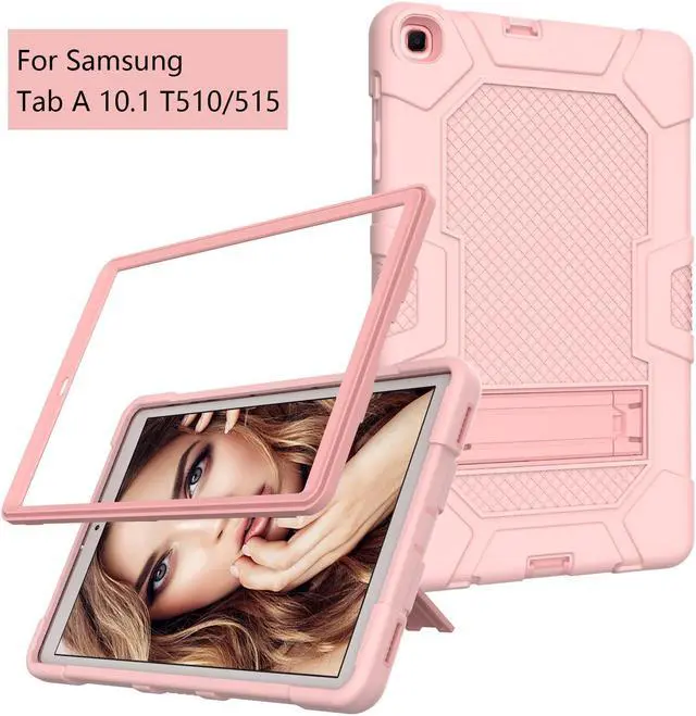 Alt view image 5 of 7 - BONAEVER Case for Samsung Galaxy Tab A 10.1 inch 2019 SM-T510/ SM-T515/ SM-T517 with Kickstand, Heavy Duty Shockproof Protective Cover with Stylus Pen Rose Gold