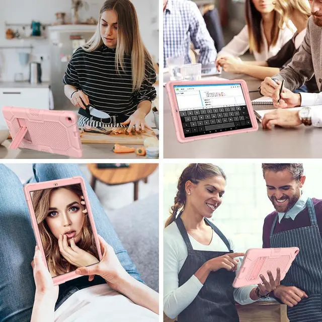 Alt view image 7 of 7 - BONAEVER Case for Samsung Galaxy Tab A 10.1 inch 2019 SM-T510/ SM-T515/ SM-T517 with Kickstand, Heavy Duty Shockproof Protective Cover with Stylus Pen Rose Gold