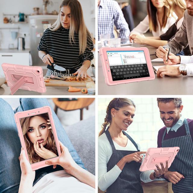 Alt view image 7 of 7 - BONAEVER Case for Samsung Galaxy Tab A 8 inch 2019 Release SM-T290 / SM-T295 / SM-T297 with Kickstand, Heavy Duty Shockproof Protective Cover with Stylus Pen Rose Gold