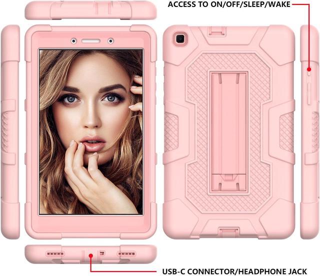 Alt view image 5 of 7 - BONAEVER Case for Samsung Galaxy Tab A 8 inch 2019 Release SM-T290 / SM-T295 / SM-T297 with Kickstand, Heavy Duty Shockproof Protective Cover with Stylus Pen Rose Gold