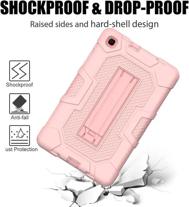 Alt view image 2 of 7 - BONAEVER Case for Samsung Galaxy Tab A 8.4 inch 2020 Release Model SM-T307 SM-T307U with Kickstand, Heavy Duty Shockproof Protective Cover with Stylus Pen Rose Gold