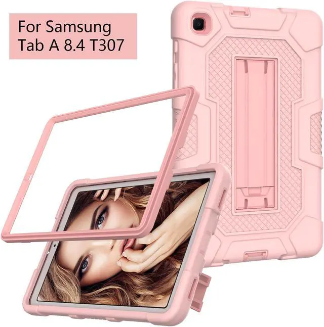 Alt view image 6 of 7 - BONAEVER Case for Samsung Galaxy Tab A 8.4 inch 2020 Release Model SM-T307 SM-T307U with Kickstand, Heavy Duty Shockproof Protective Cover with Stylus Pen Rose Gold