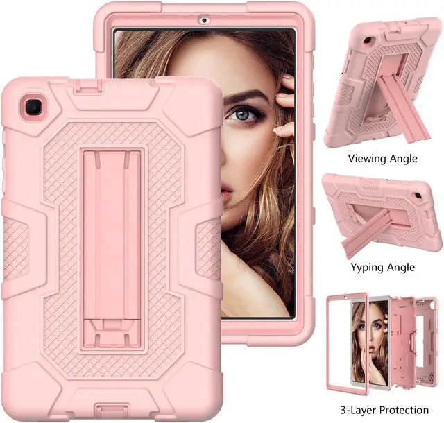 Alt view image 3 of 7 - BONAEVER Case for Samsung Galaxy Tab A 8.4 inch 2020 Release Model SM-T307 SM-T307U with Kickstand, Heavy Duty Shockproof Protective Cover with Stylus Pen Rose Gold