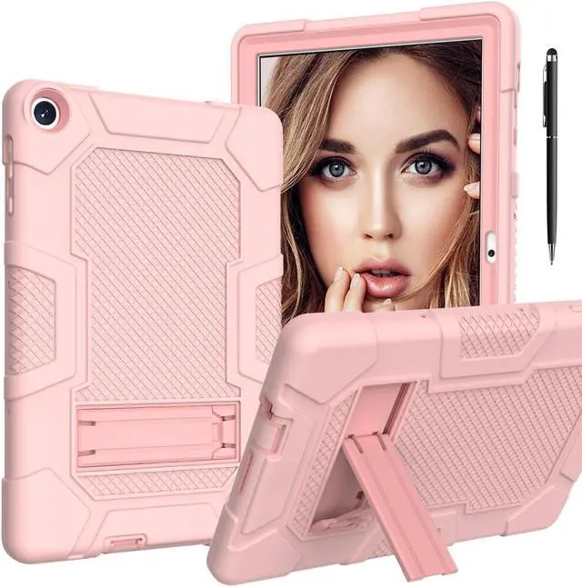 Main image of BONAEVER Case for Huawei Matepad T10s 10.1 inch / T10 9.7 inch with Kickstand, Heavy Duty Shockproof Protective Cover with Stylus Pen Rose Gold