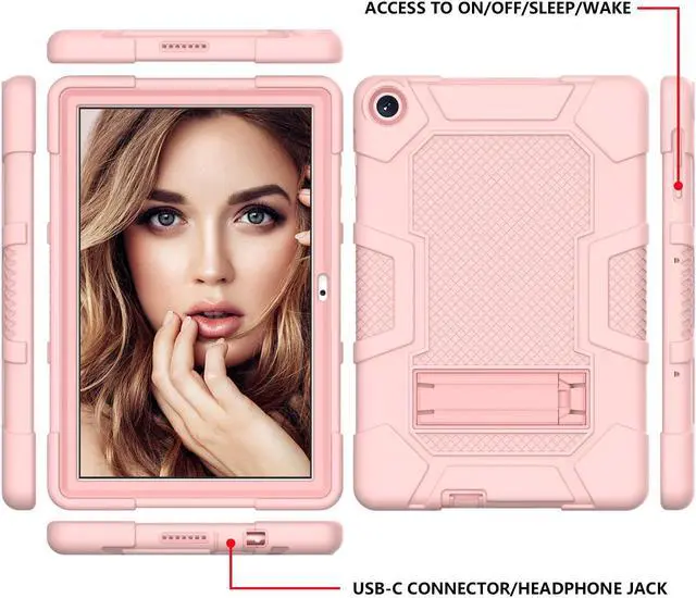 Alt view image 6 of 7 - BONAEVER Case for Huawei Matepad T10s 10.1 inch / T10 9.7 inch with Kickstand, Heavy Duty Shockproof Protective Cover with Stylus Pen Rose Gold