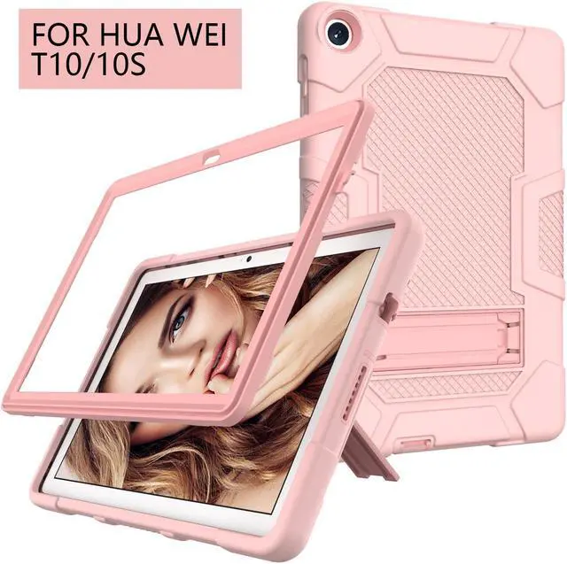 Alt view image 5 of 7 - BONAEVER Case for Huawei Matepad T10s 10.1 inch / T10 9.7 inch with Kickstand, Heavy Duty Shockproof Protective Cover with Stylus Pen Rose Gold