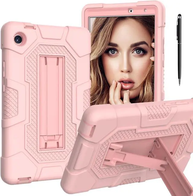Main image of BONAEVER Case for Huawei MatePad T8 8 Inch 2020 with Kickstand, Heavy Duty Shockproof Protective Cover with Stylus Pen Rose Gold