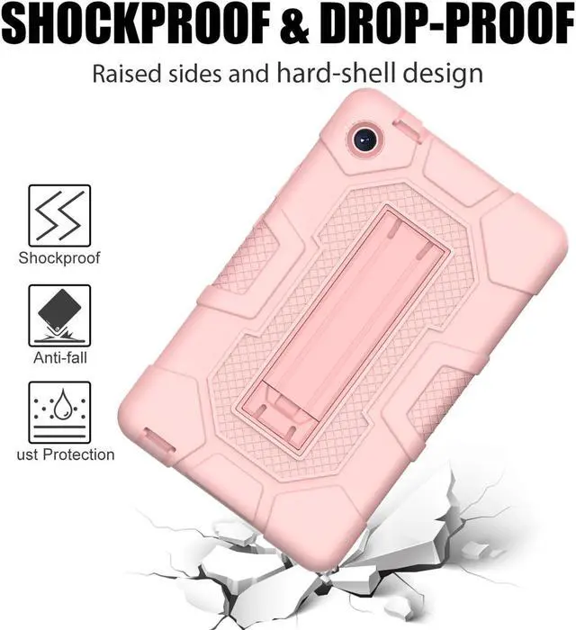 Alt view image 2 of 7 - BONAEVER Case for Huawei MatePad T8 8 Inch 2020 with Kickstand, Heavy Duty Shockproof Protective Cover with Stylus Pen Rose Gold