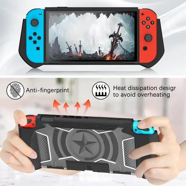 Alt view image 6 of 7 - BONAEVER Dockable Case Compatible for Nintendo Switch, TPU Grip Protective Cover Case with Ergonomic Design and Comfort Grip
