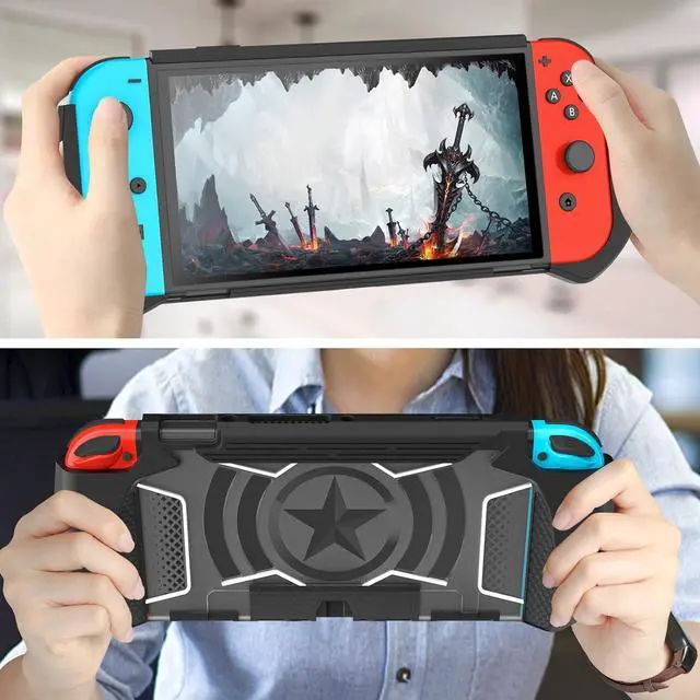Alt view image 7 of 7 - BONAEVER Dockable Case Compatible for Nintendo Switch, TPU Grip Protective Cover Case with Ergonomic Design and Comfort Grip