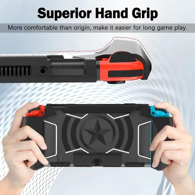 Alt view image 3 of 7 - BONAEVER Dockable Case Compatible for Nintendo Switch, TPU Grip Protective Cover Case with Ergonomic Design and Comfort Grip