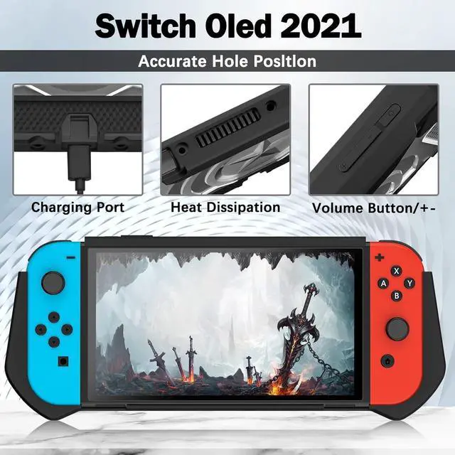 Alt view image 4 of 7 - BONAEVER Dockable Case Compatible for Nintendo Switch, TPU Grip Protective Cover Case with Ergonomic Design and Comfort Grip