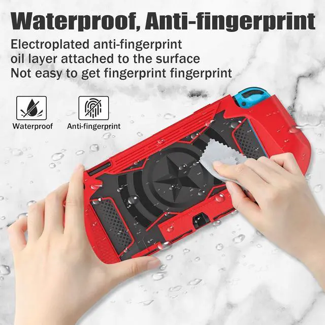 Alt view image 4 of 7 - BONAEVER Dockable Case Compatible for Nintendo Switch, TPU Grip Protective Cover Case with Ergonomic Design and Comfort Grip Red