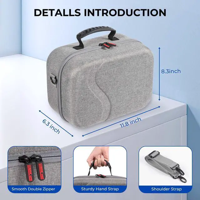 Alt view image 6 of 7 - BONAEVER Carrying Case for Meta Quest 3, Hard Travel Case for Oculus Quest 3 with Elite Strap, Controllers and Other Accessories, Hard Case and Soft Lining for Travel and Storage