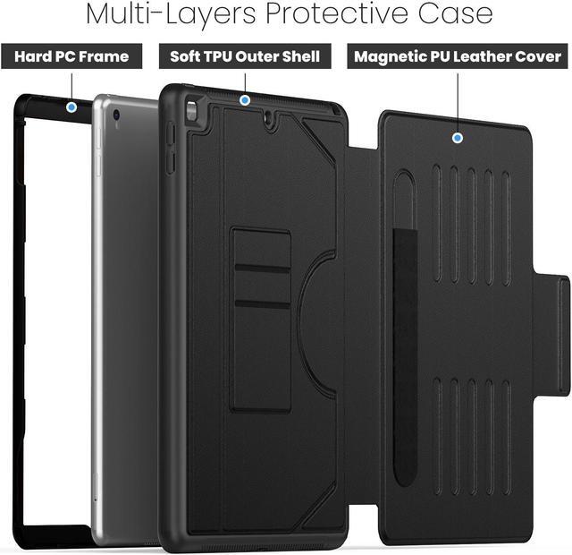 Alt view image 5 of 7 - BONAEVER Case For iPad 9th/8th/7th Generation 10.2 inch 2021 2020 2019, iPad Air 3rd Gen, Pro 10.5 inch, Smart Magnetic Auto Sleep Shockproof Cover with Multi-Angles Stand, Pen Holder, Card Slot