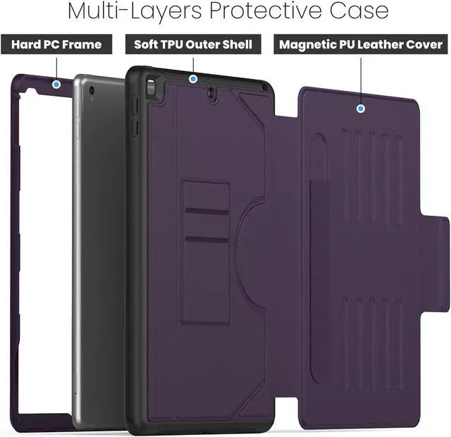 Alt view image 5 of 7 - BONAEVER Case For iPad 9th/8th/7th Generation 10.2 inch 2021 2020 2019, iPad Air 3rd Gen, Pro 10.5 inch, Smart Magnetic Auto Sleep Shockproof Cover with Multi-Angles Stand, Pen Holder, Card Slot