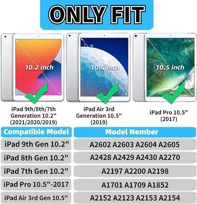 Alt view image 2 of 7 - BONAEVER Case For iPad 9th/8th/7th Generation 10.2 inch 2021 2020 2019, iPad Air 3rd Gen, Pro 10.5 inch, Smart Magnetic Auto Sleep Shockproof Cover with Multi-Angles Stand, Pen Holder, Card Slot