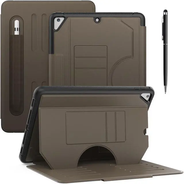 Main image of BONAEVER Case For iPad 9.7 inch 6th/5th Generation 2018/2017, iPad Air 2 / iPad Pro 9.7, Smart Magnetic Auto Sleep Shockproof Cover with Multi-Angles Stand, Pen Holder, Card Slot Brown