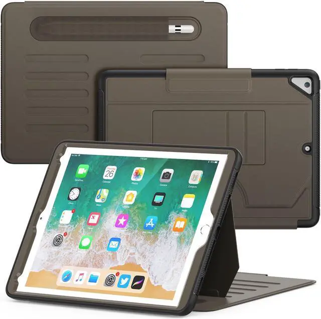 Alt view image 7 of 7 - BONAEVER Case For iPad 9.7 inch 6th/5th Generation 2018/2017, iPad Air 2 / iPad Pro 9.7, Smart Magnetic Auto Sleep Shockproof Cover with Multi-Angles Stand, Pen Holder, Card Slot Brown