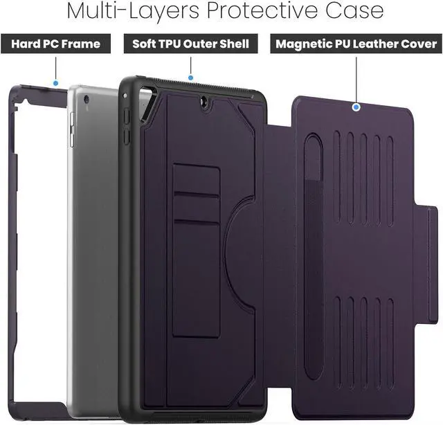 Alt view image 5 of 7 - BONAEVER Case For iPad 9.7 inch 6th/5th Generation 2018/2017, iPad Air 2 / iPad Pro 9.7, Smart Magnetic Auto Sleep Shockproof Cover with Multi-Angles Stand, Pen Holder, Card Slot Purple