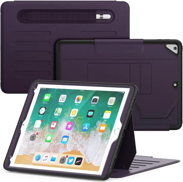 Alt view image 7 of 7 - BONAEVER Case For iPad 9.7 inch 6th/5th Generation 2018/2017, iPad Air 2 / iPad Pro 9.7, Smart Magnetic Auto Sleep Shockproof Cover with Multi-Angles Stand, Pen Holder, Card Slot Purple