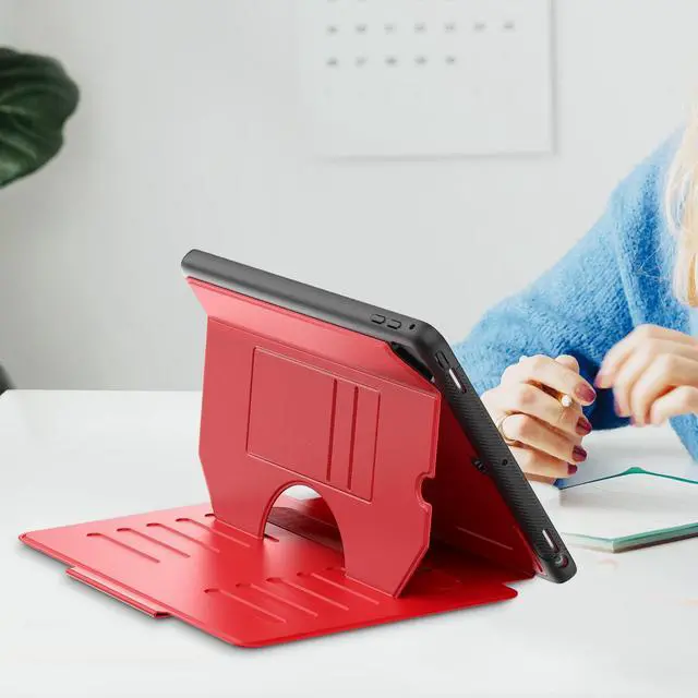 Alt view image 7 of 7 - BONAEVER Case For iPad 9.7 inch 6th/5th Generation 2018/2017, iPad Air 2 / iPad Pro 9.7, Smart Magnetic Auto Sleep Shockproof Cover with Multi-Angles Stand, Pen Holder, Card Slot Red