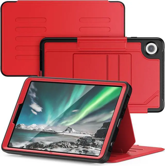 Alt view image 6 of 7 - BONAEVER Case For Samsung Galaxy Tab A9 8.7 Inch 2023 SM-X110/X115/X117, Smart Magnetic Auto Sleep Shockproof Cover with Absorbing Multi-Angles Stand, Pen Holder, Card Slot Red