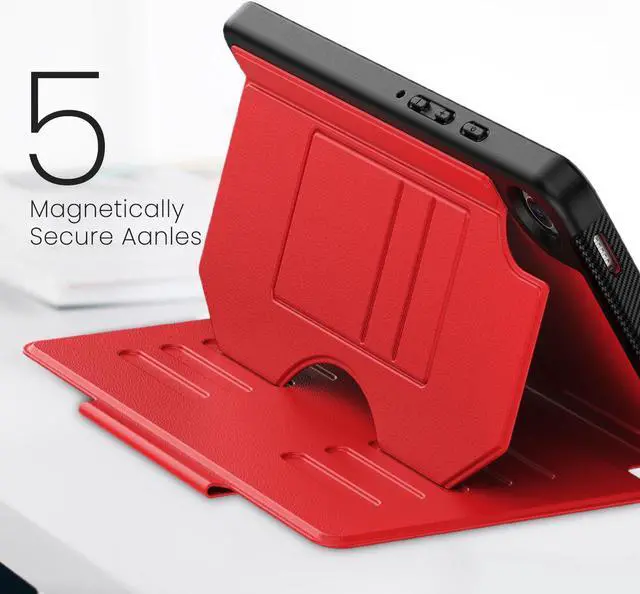Alt view image 2 of 7 - BONAEVER Case For Samsung Galaxy Tab A9 8.7 Inch 2023 SM-X110/X115/X117, Smart Magnetic Auto Sleep Shockproof Cover with Absorbing Multi-Angles Stand, Pen Holder, Card Slot Red