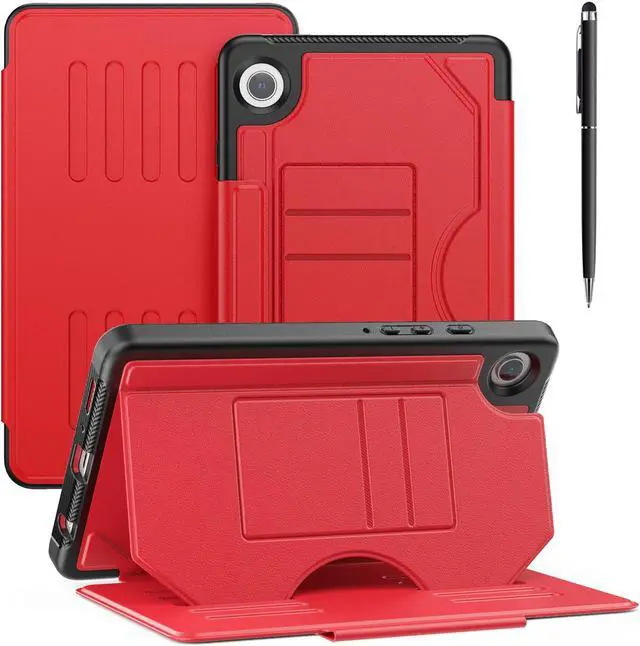 Main image of BONAEVER Case For Samsung Galaxy Tab A9 8.7 Inch 2023 SM-X110/X115/X117, Smart Magnetic Auto Sleep Shockproof Cover with Absorbing Multi-Angles Stand, Pen Holder, Card Slot Red