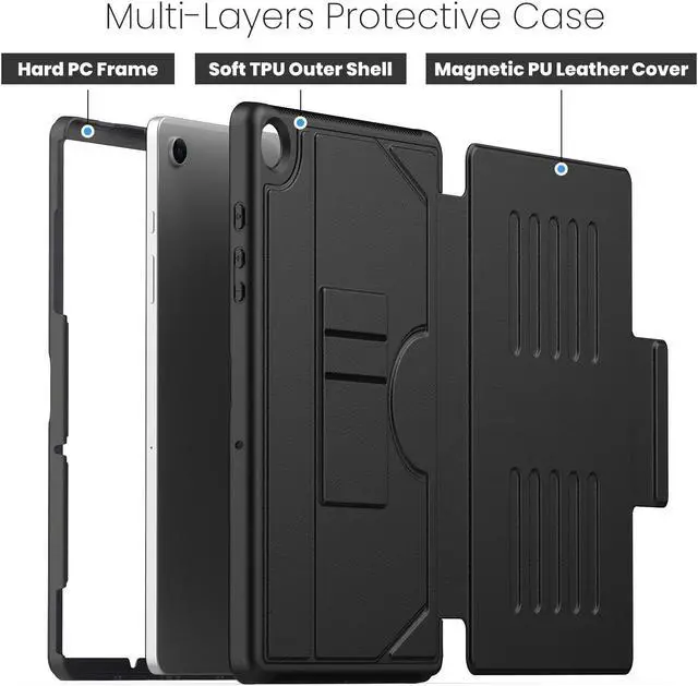 Alt view image 4 of 7 - BONAEVER Case For Samsung Galaxy Tab A9 Plus 10.9 inch 2023 Model SM-X210/X216/X218, Smart Magnetic Auto Sleep Shockproof Cover with Absorbing Multi-Angles Stand, Pen Holder, Card Slot